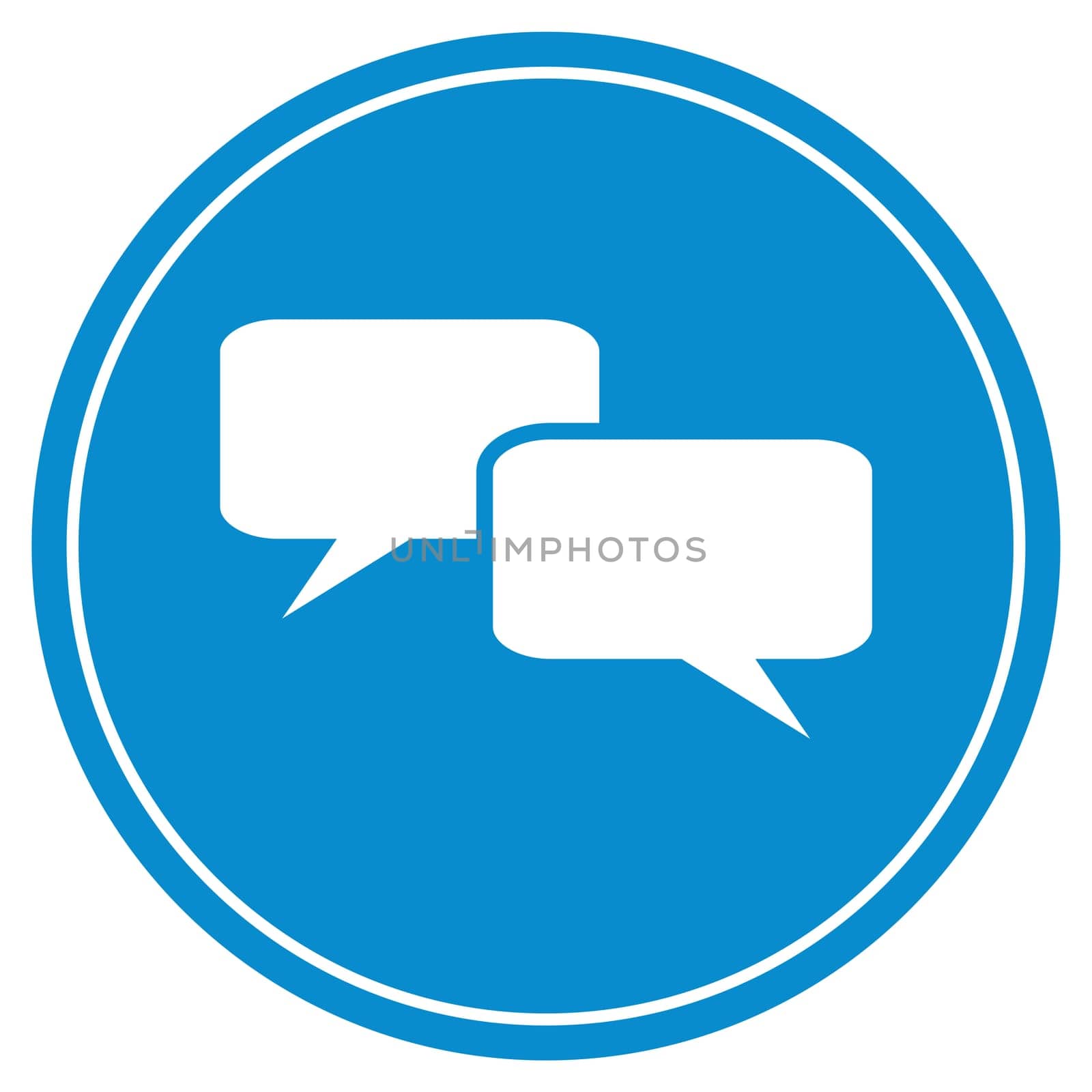 Round blue Button with white Balloon icon - Contact