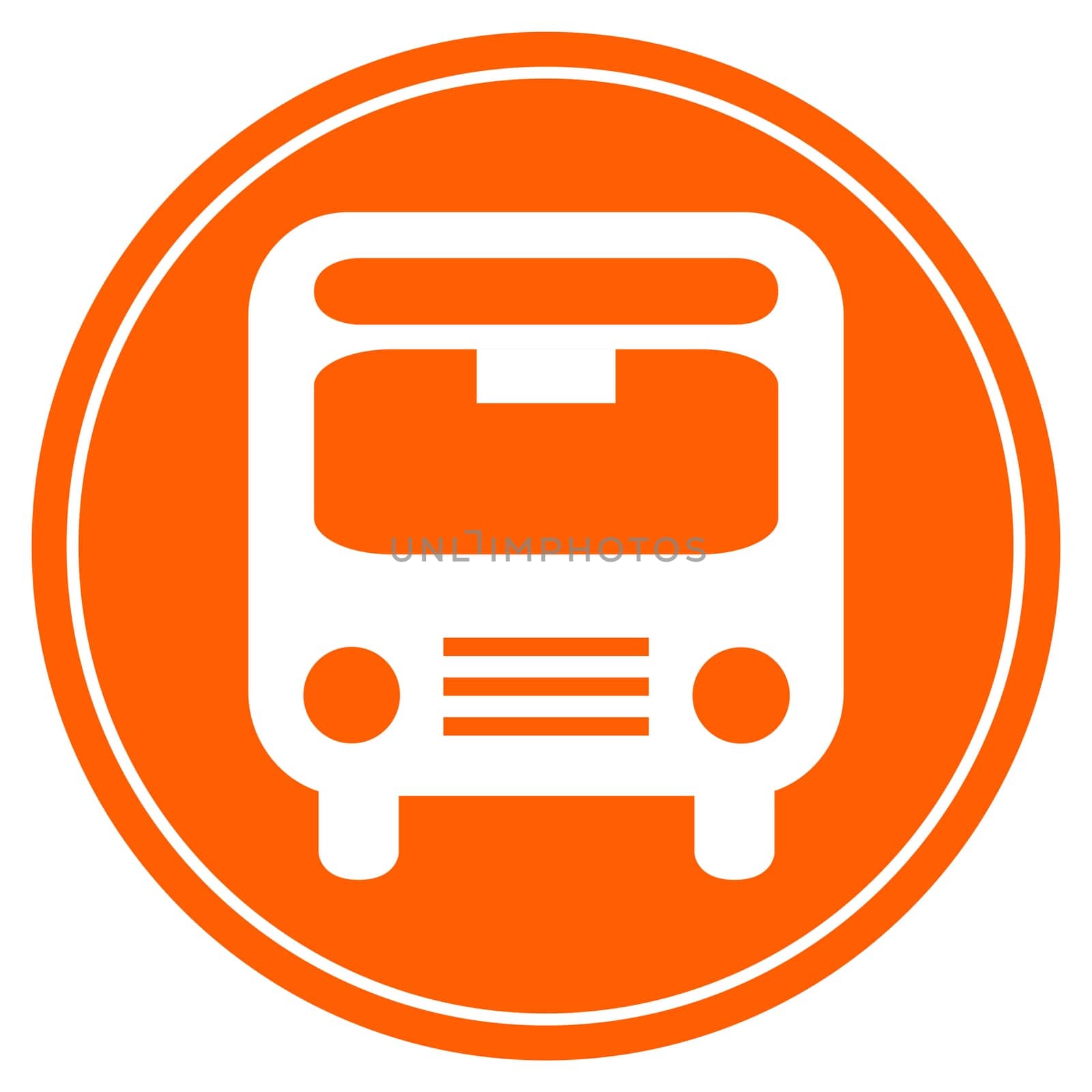 Round red Button with white Bus icon - Public Transport