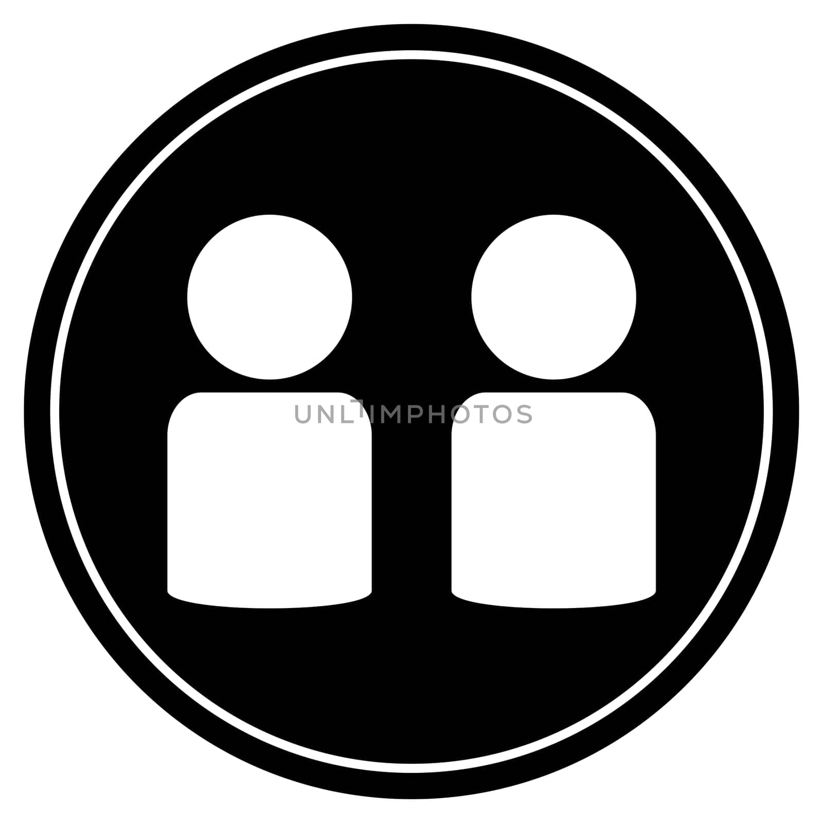 Round black Button with white icon - Two persons