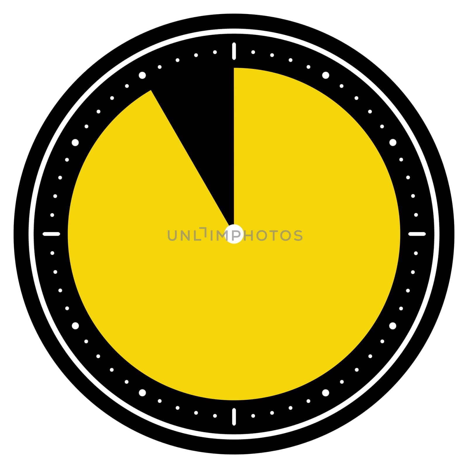 Round black Clock icon showing 55 Seconds, 55 Minutes or 11 Hours