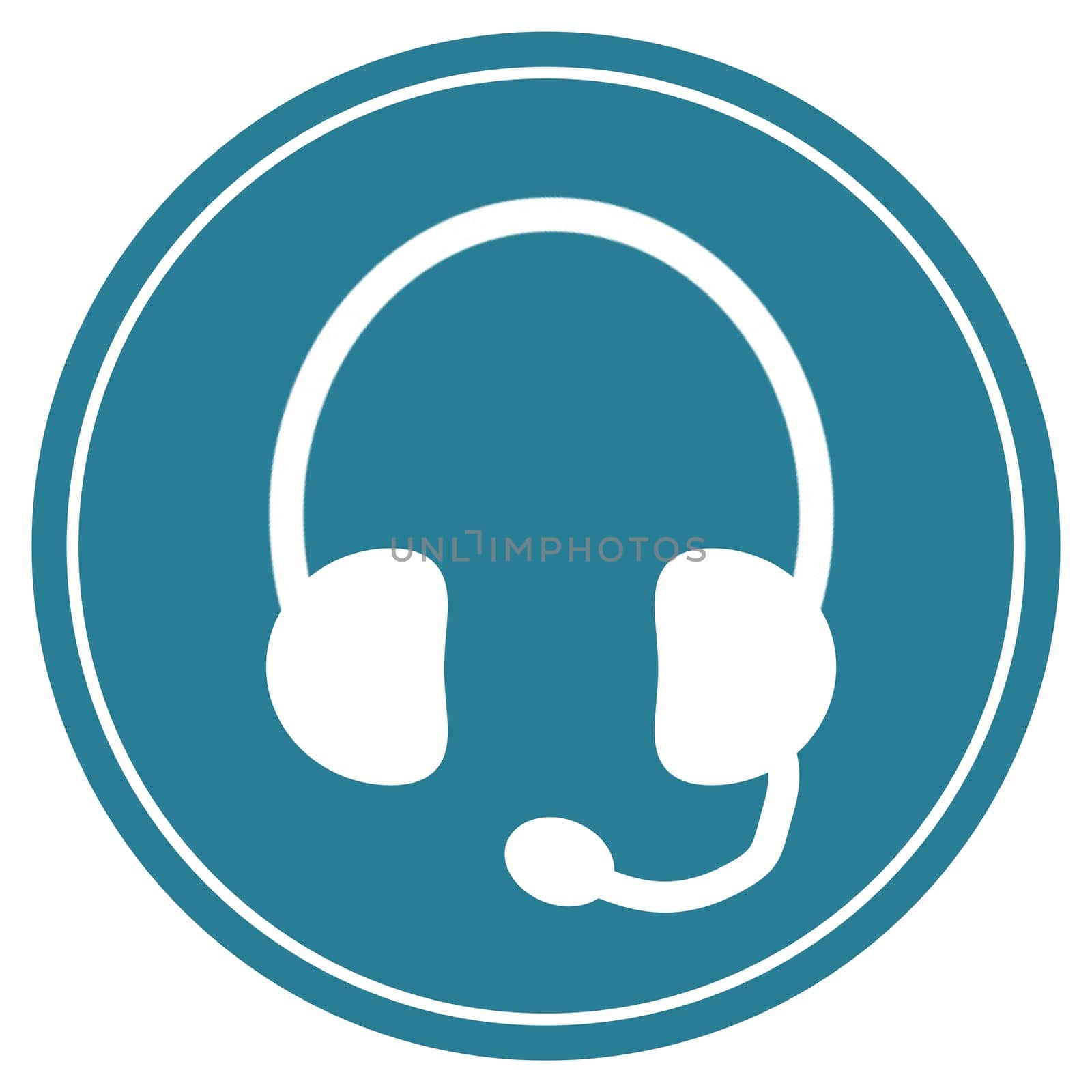 Round blue Button with white Headset icon - Hotline