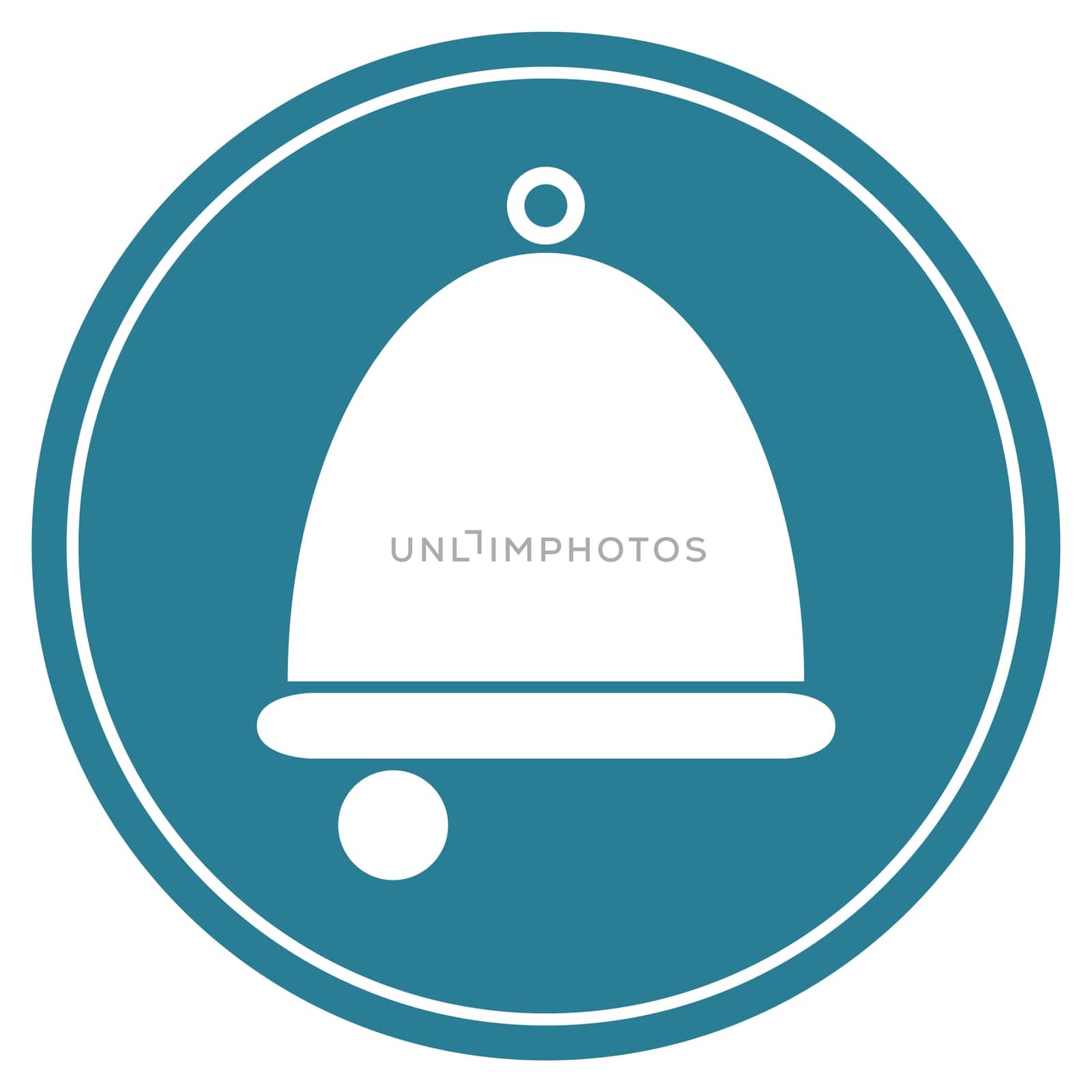 Round blue Button with white Bell icon - Alarm