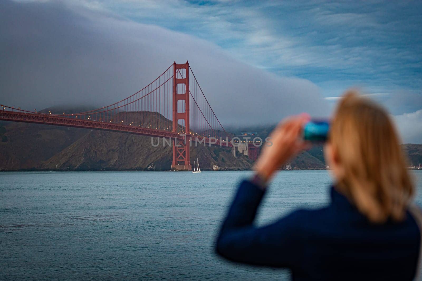 Golden gate bridge in bay of San Francisco, California, USA