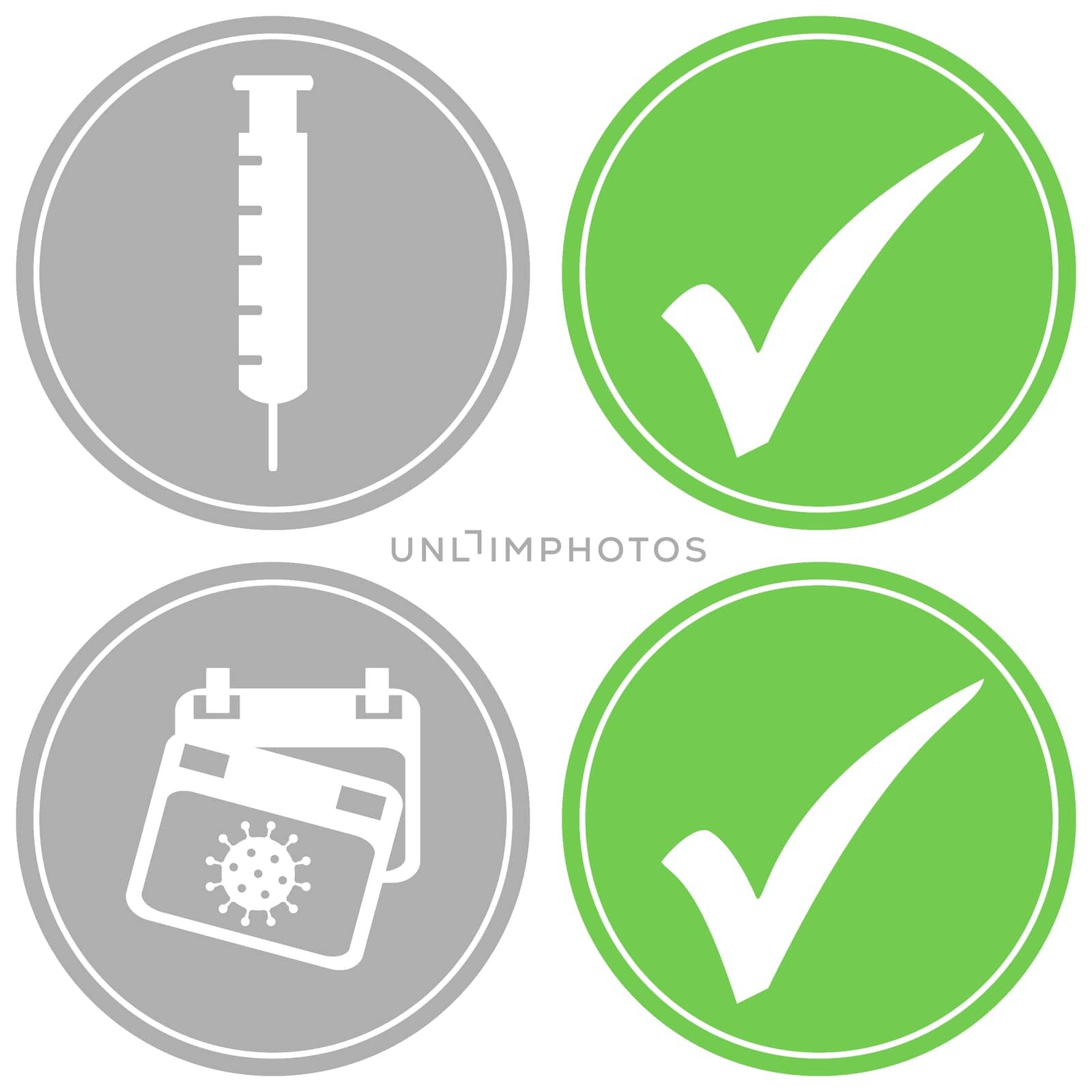 Grey and green Covid-19 Banner: Vaccinated or Recovered