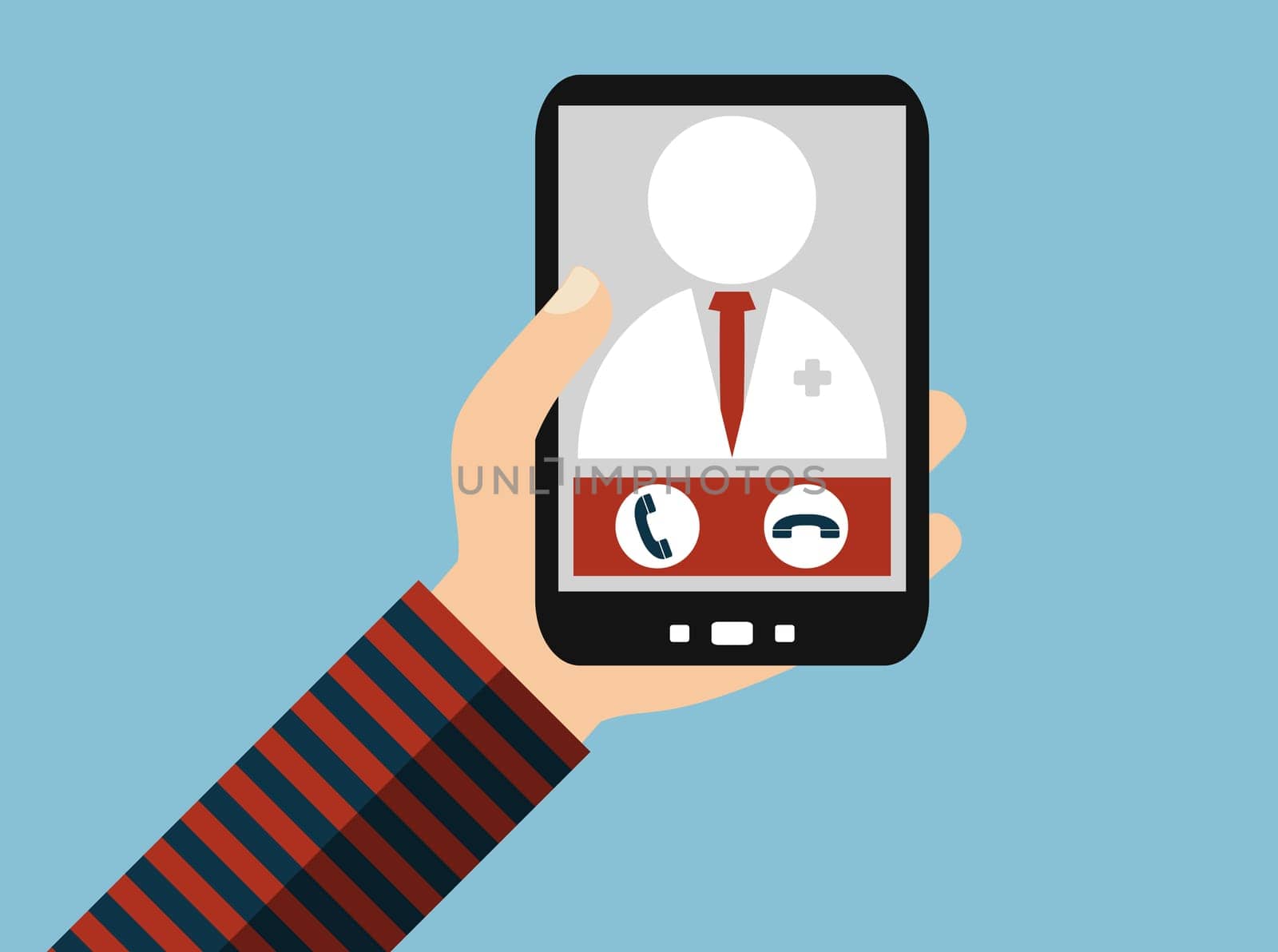 Hand with Smartphone: Doctor calling patient