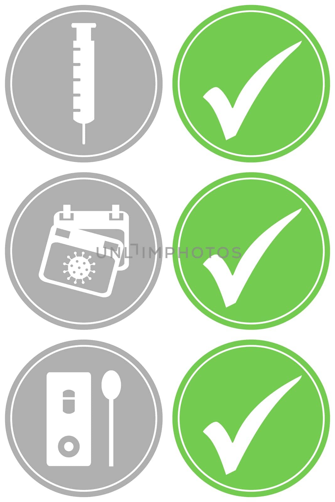 Grey and green Covid-19 Banner: Vaccinated, Tested or Recovered