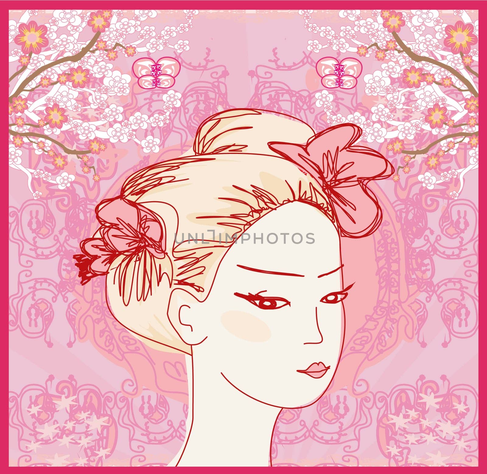 Abstract Beautiful Woman doodle Portrait