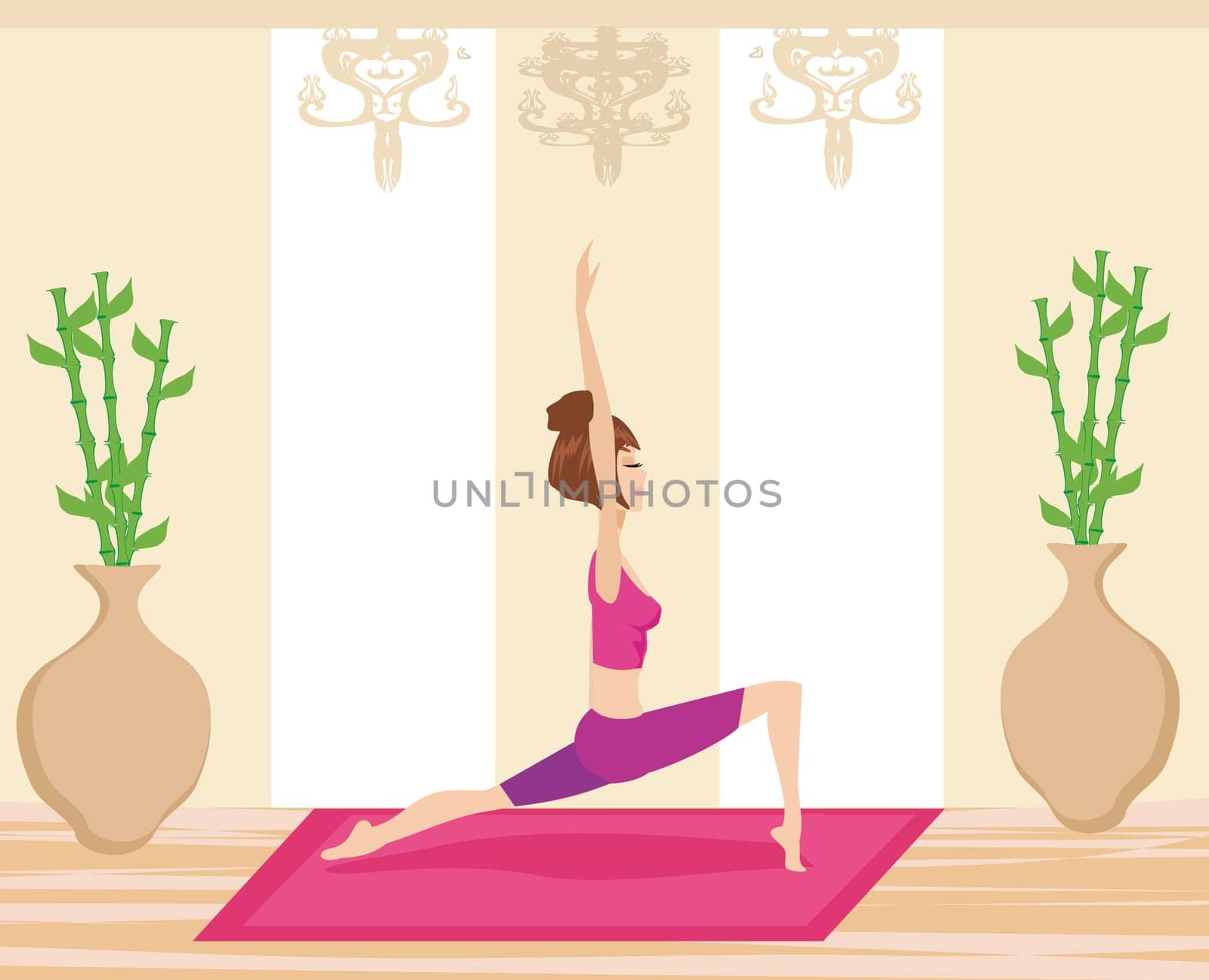 Young woman practicing yoga indoors