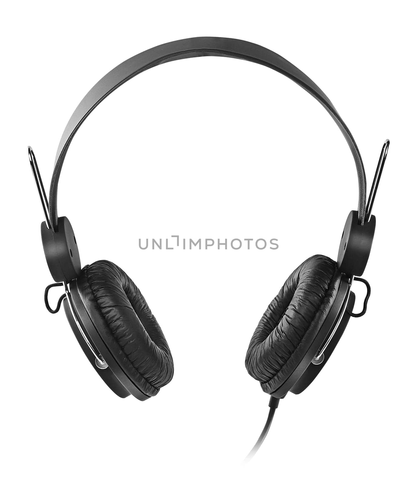 Black headphones over white background