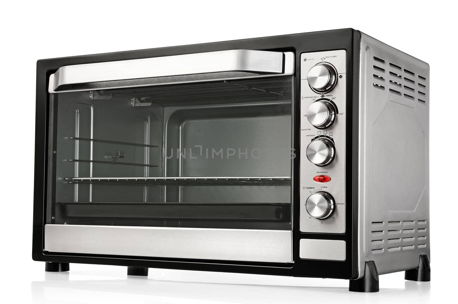 Electric oven over white background