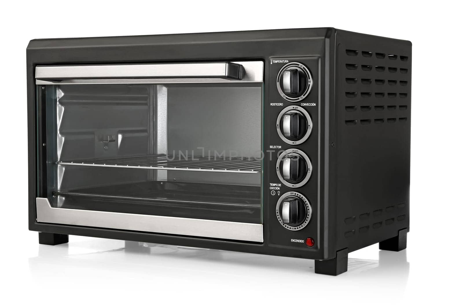Electric oven over white background