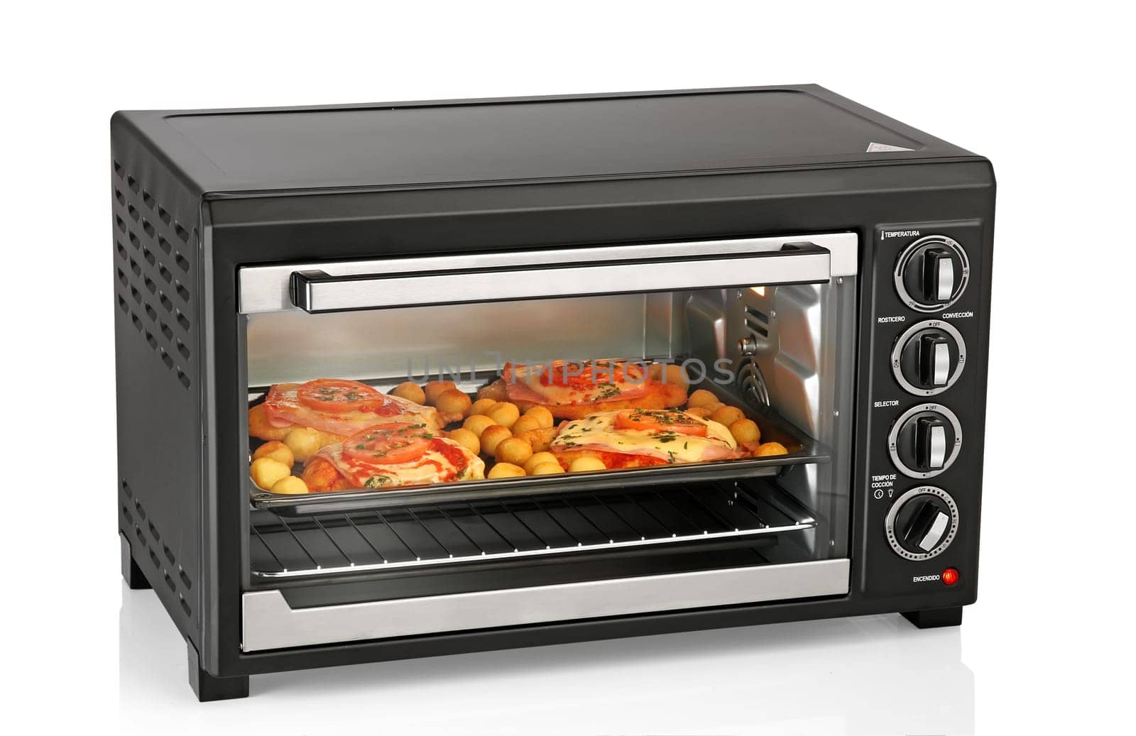 Electric oven over white background
