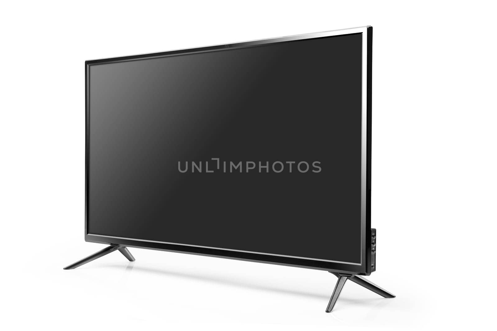 Black LED tv television screen blank isolated on white background