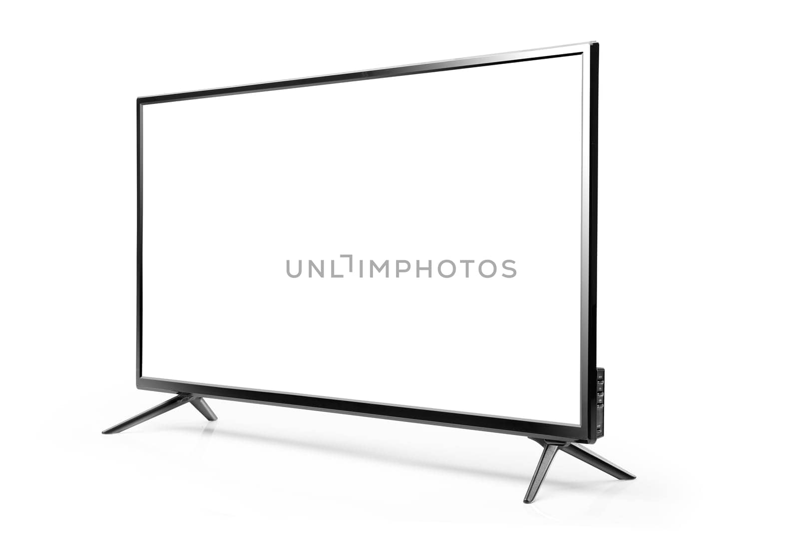 Black LED tv television screen blank isolated on white background