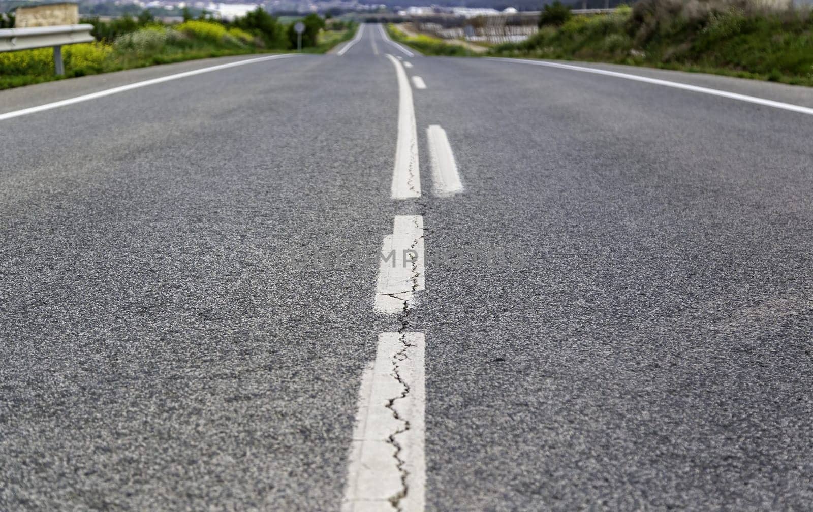Detail of lines on the asphalt for cars, circulation on the road