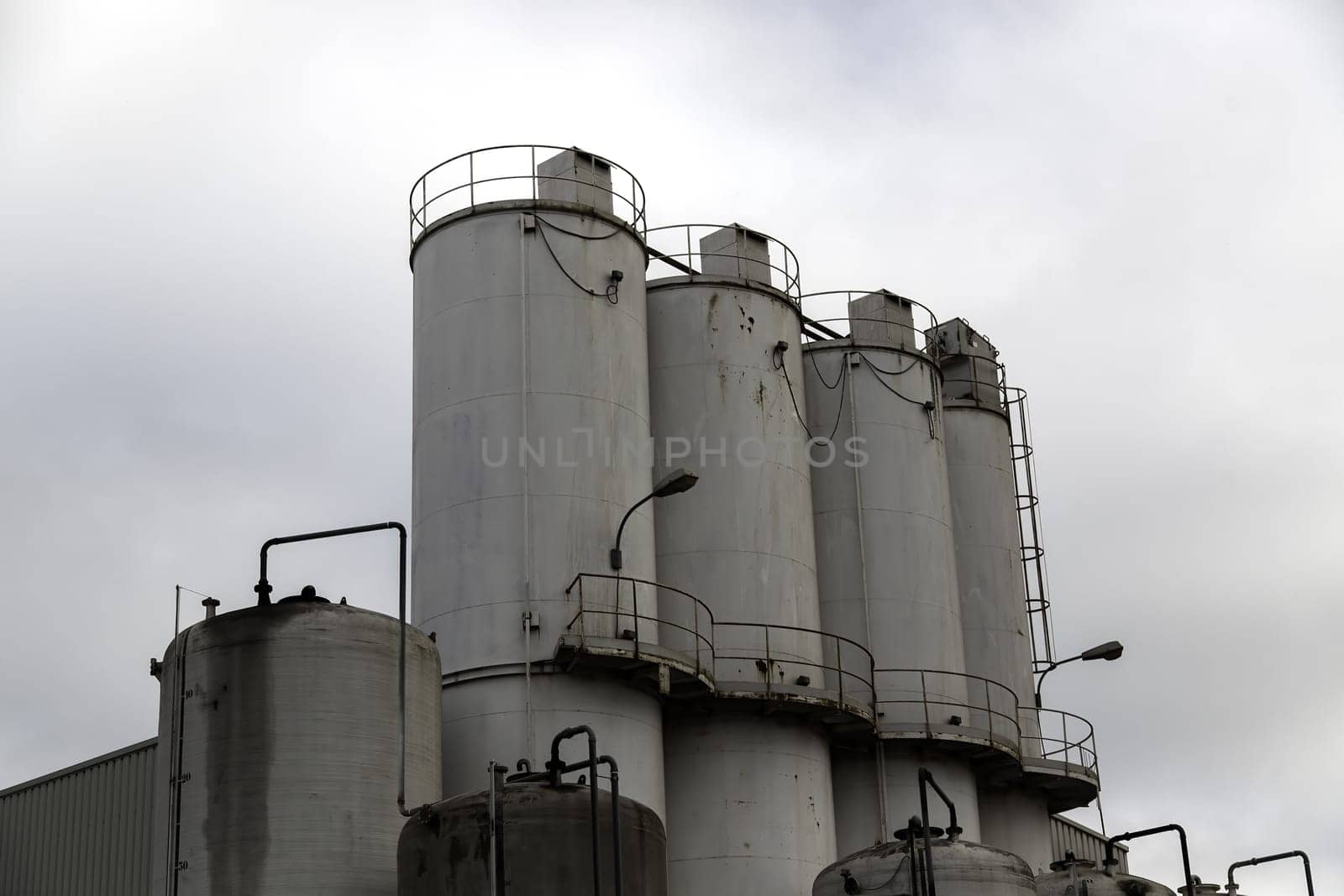 Detail of industrial storage for cereals and food for people