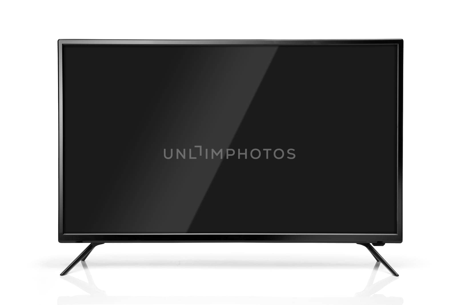 Black LED tv television screen blank isolated on white background