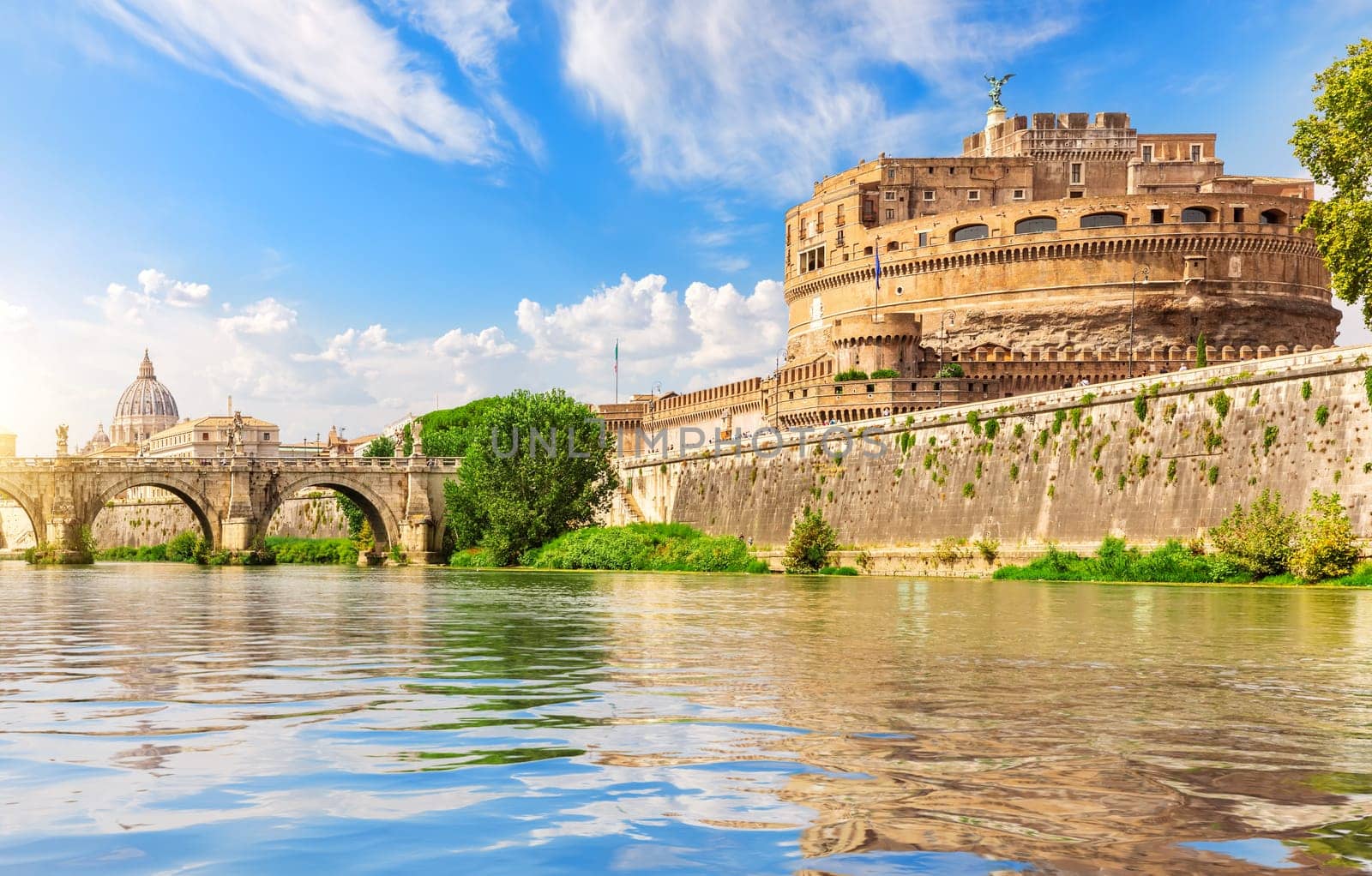 Bridge Vittorio Emanuele II over the Tiber River, Rome, Italy.