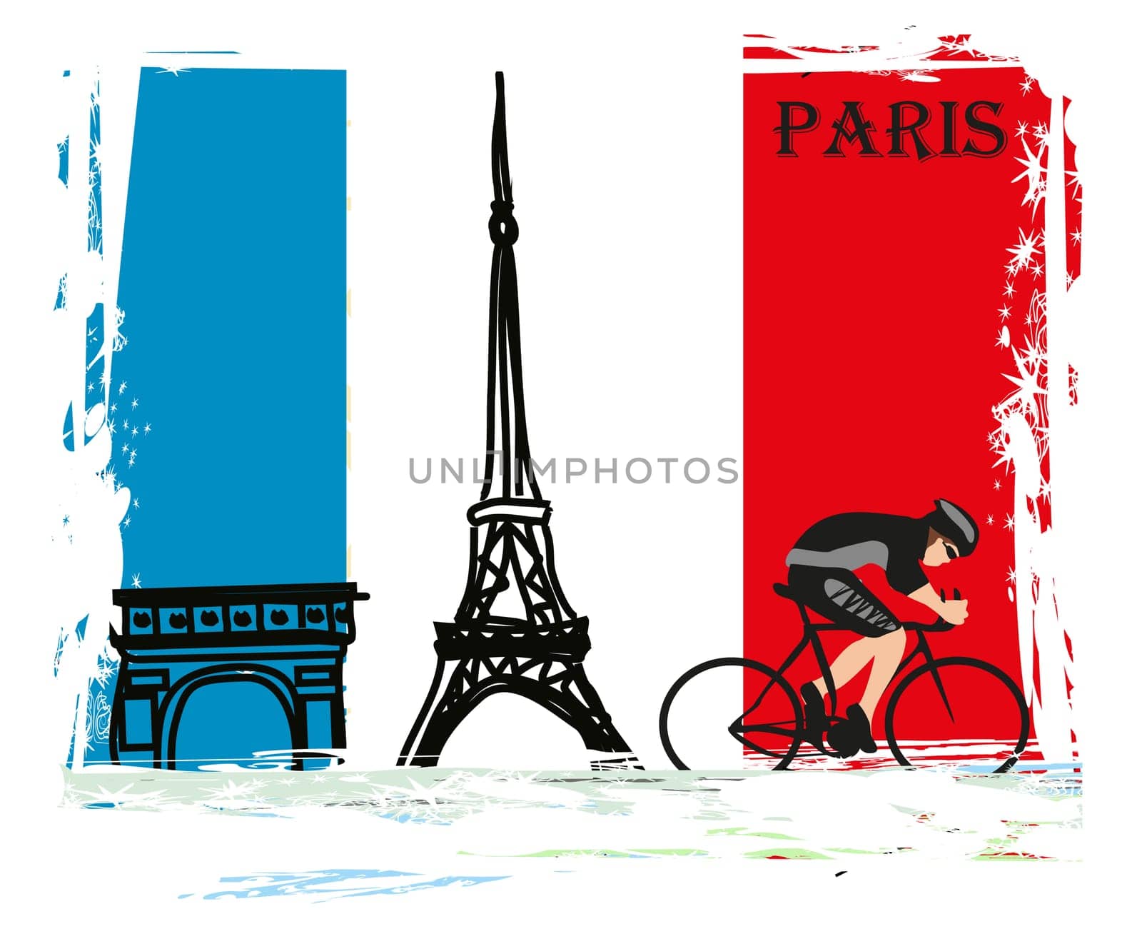 Cycling in Paris - Grunge Poster