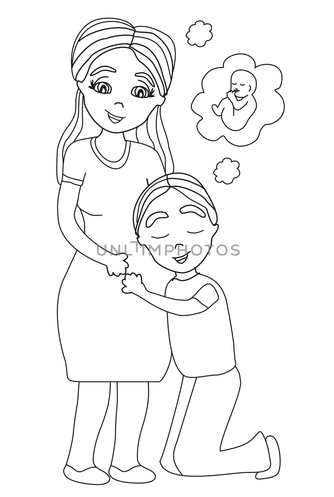 Man hugs a pregnant woman