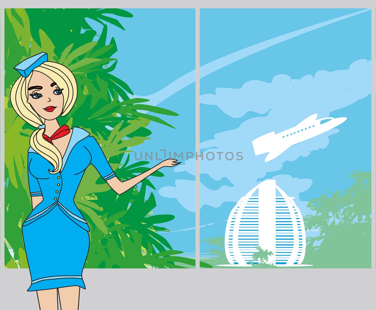 Beautiful stewardess  at the airport