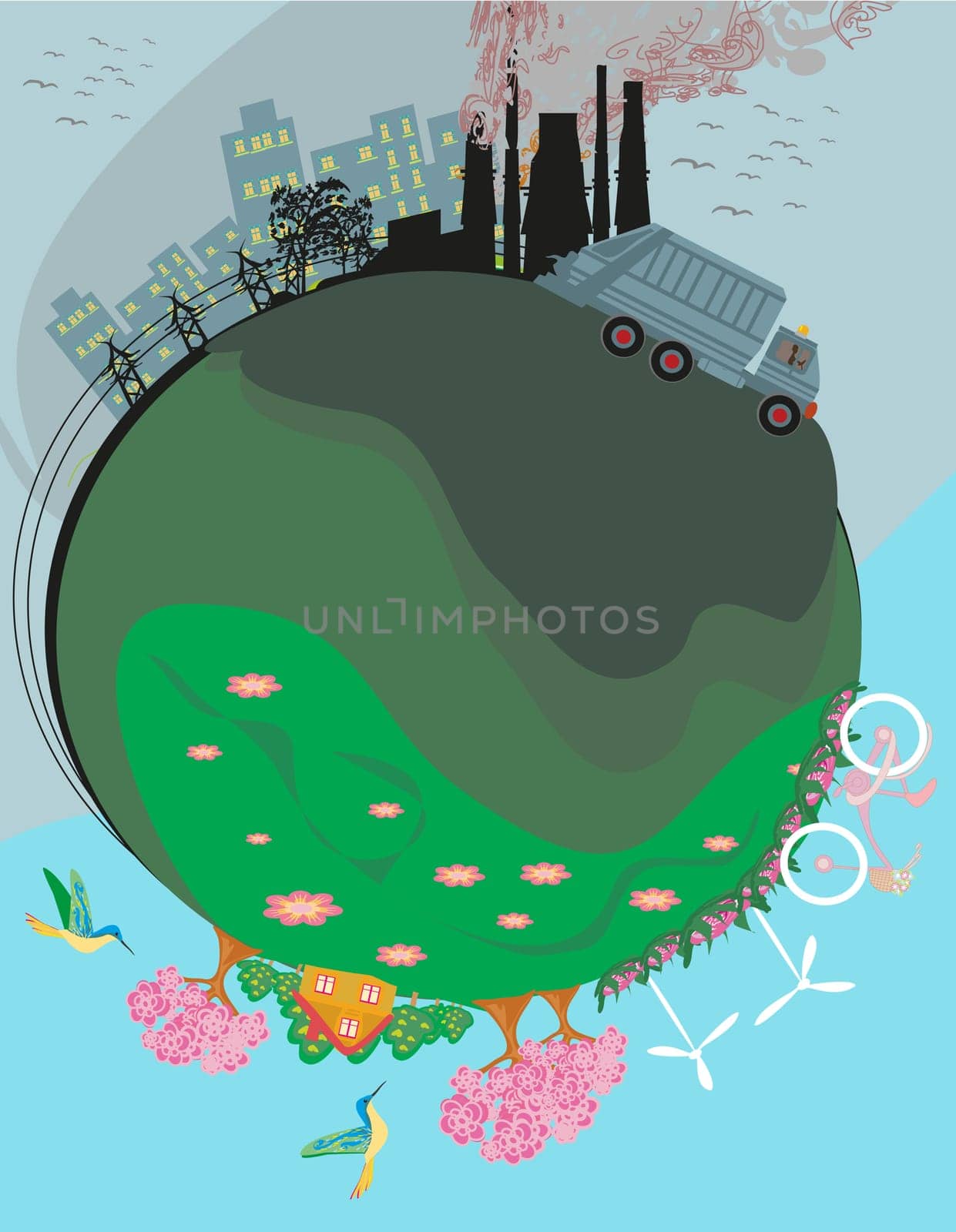 air polluting factory chimneys