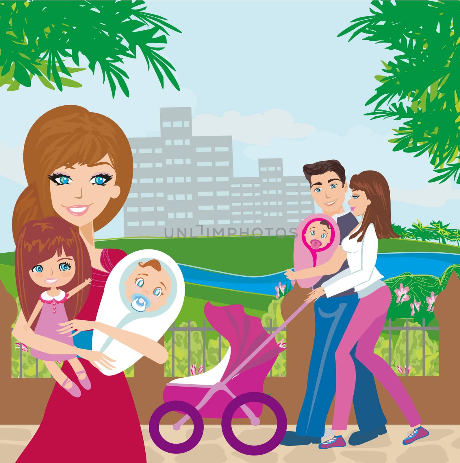 family walk in the park
