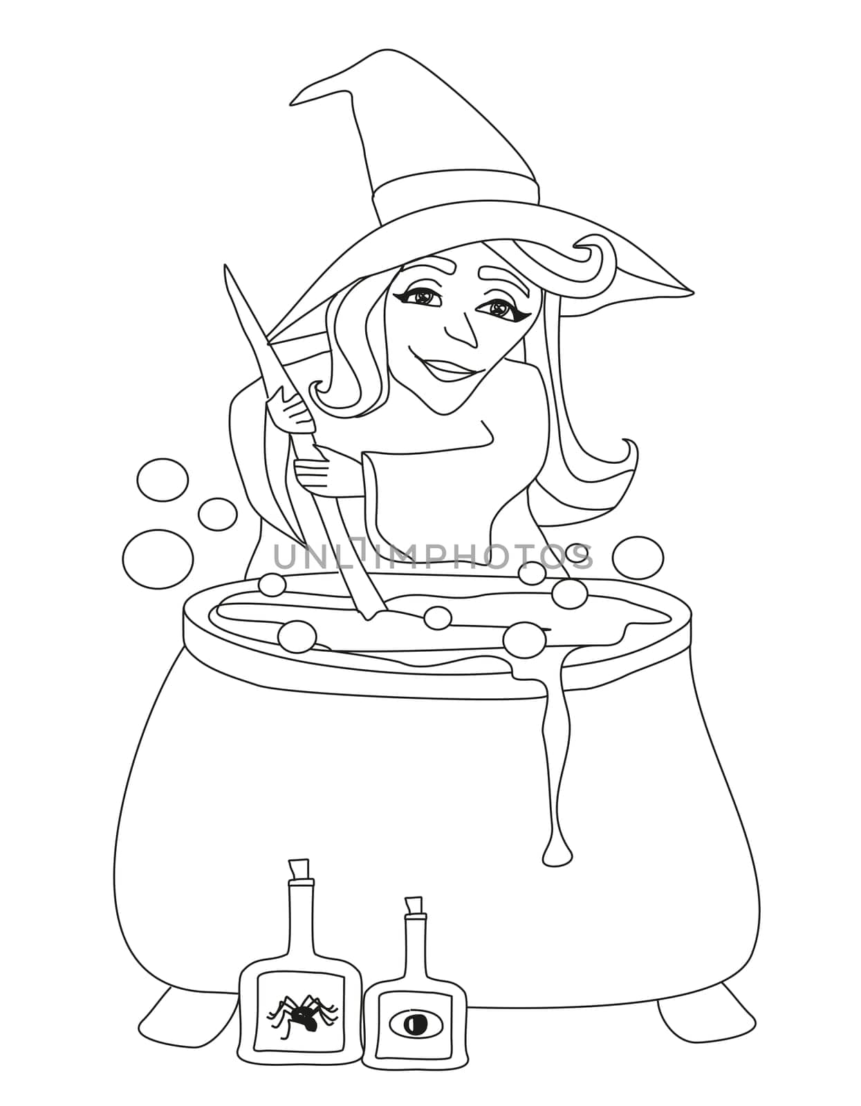 Halloween witch preparing potion