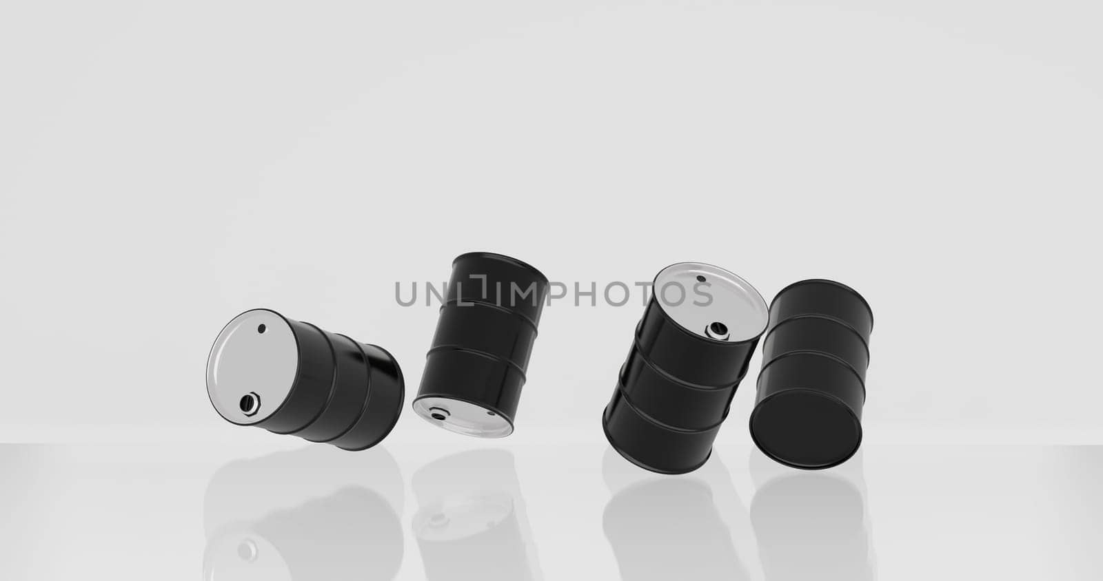3d render of crude oil barrels for energy crisis concept.
