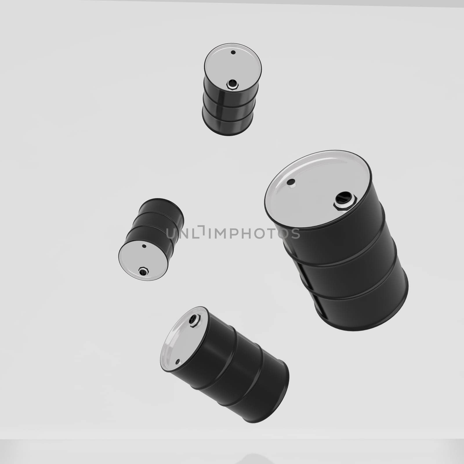 3d render of crude oil barrels for energy crisis concept.