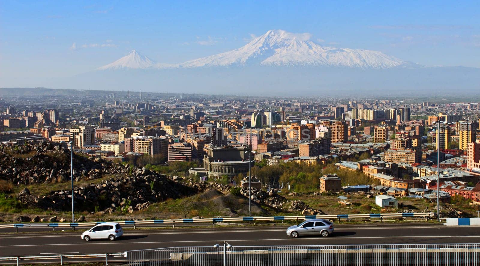 Legendary mount Ararat and Yerevan city,Transcaucasia,Armenia.