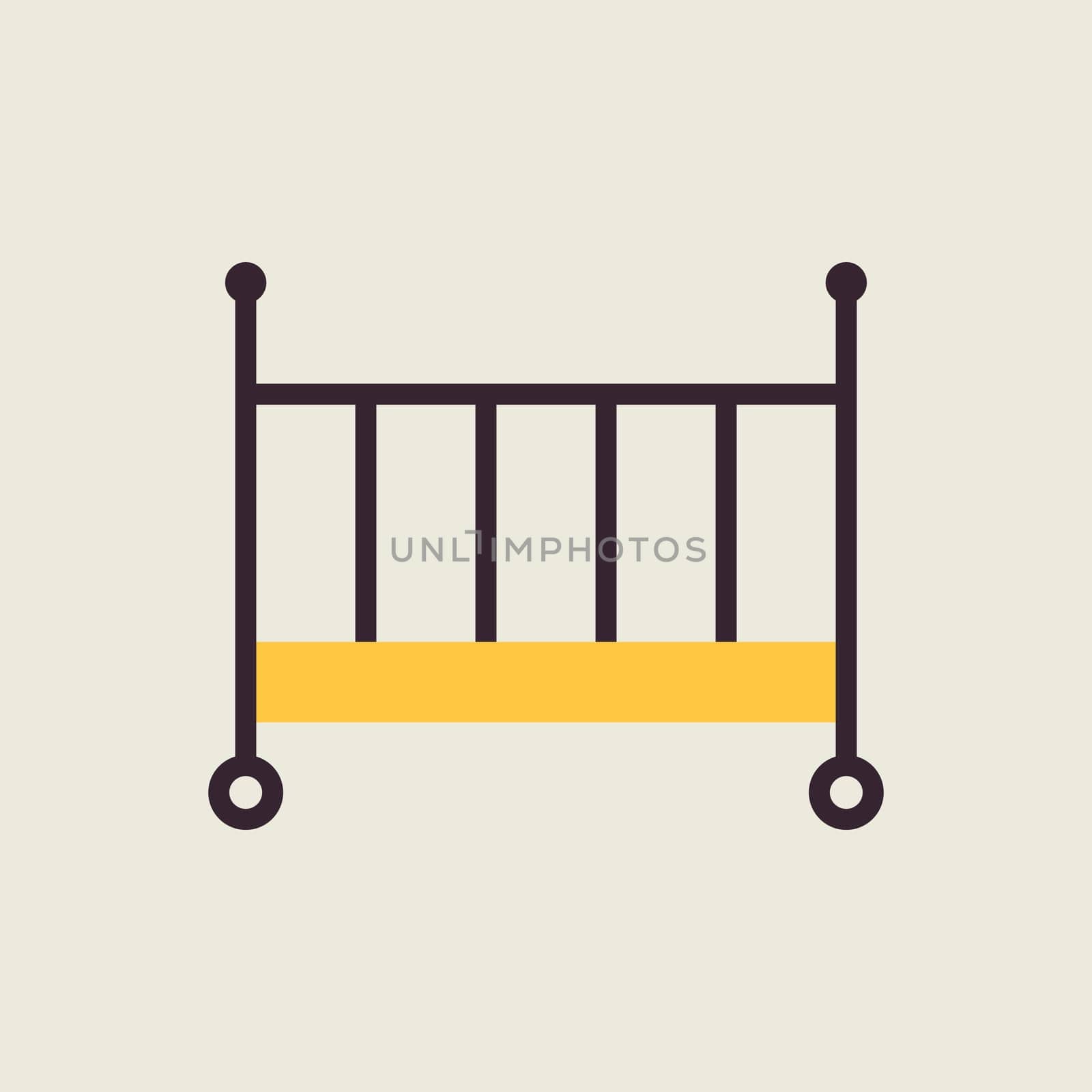 Classic wooden baby crib vector icon. Graph symbol for children and newborn babies web site and apps design, logo, app, UI