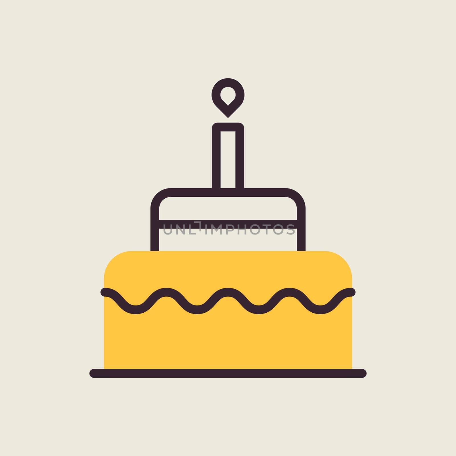 Birthday cake vector isolated icon. Graph symbol for children and newborn babies web site and apps design, logo, app, UI