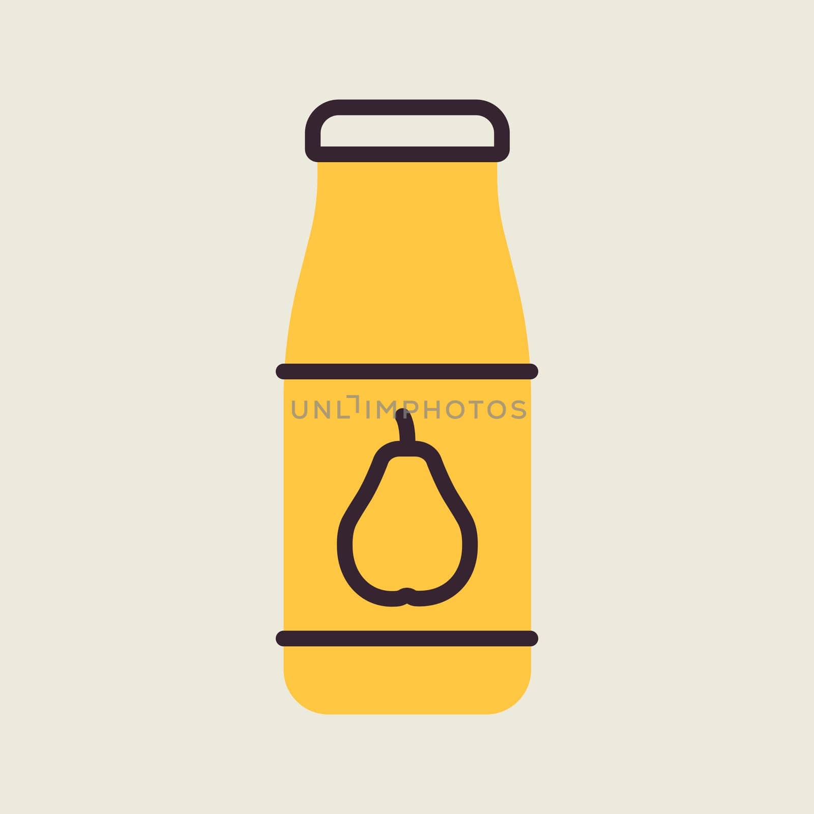 Bottle of pear juice isolated vector icon. Graph symbol for children and newborn babies web site and apps design, logo, app, UI