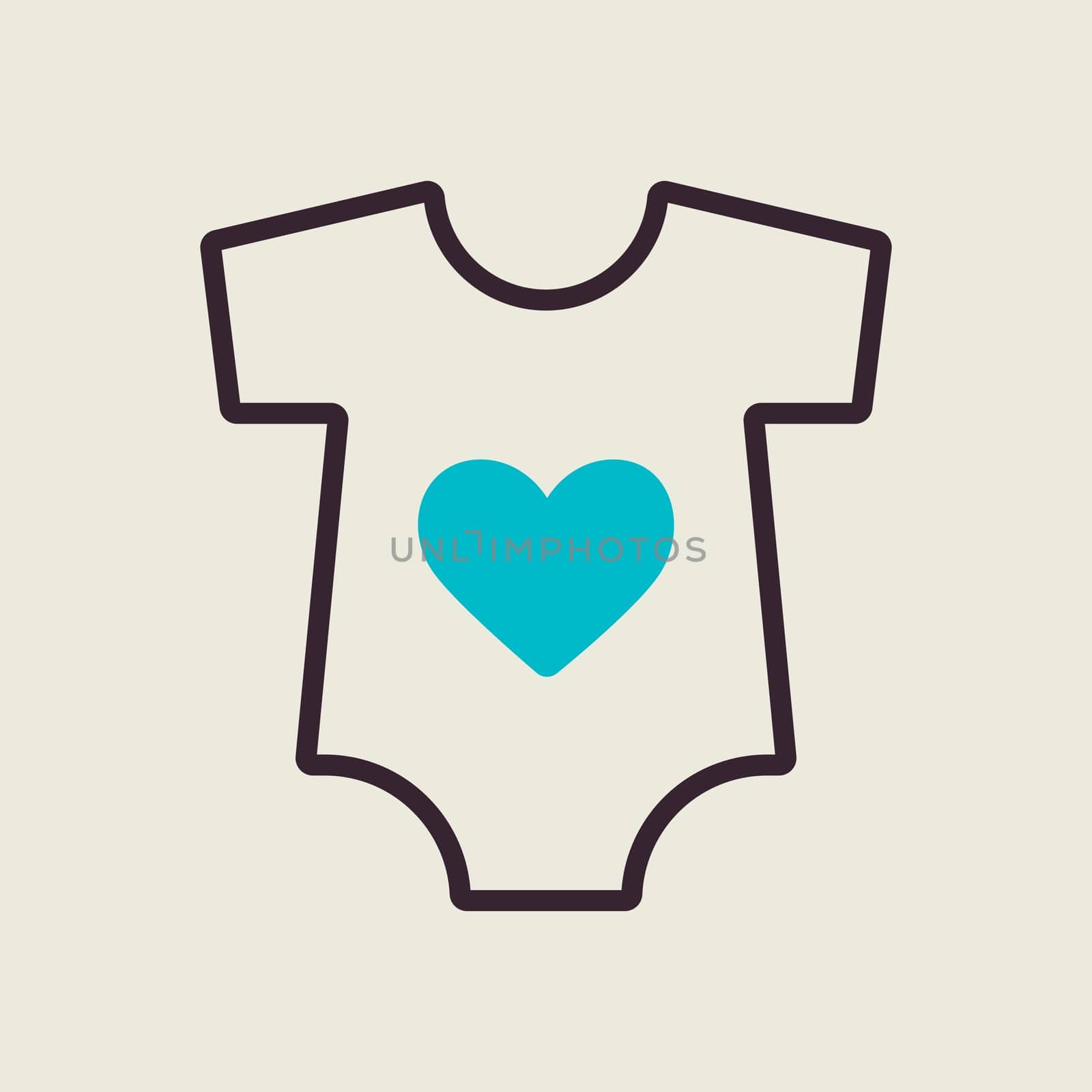 Baby bodysuit vector icon. Baby Romper. Graph symbol for children and newborn babies web site and apps design, logo, app, UI