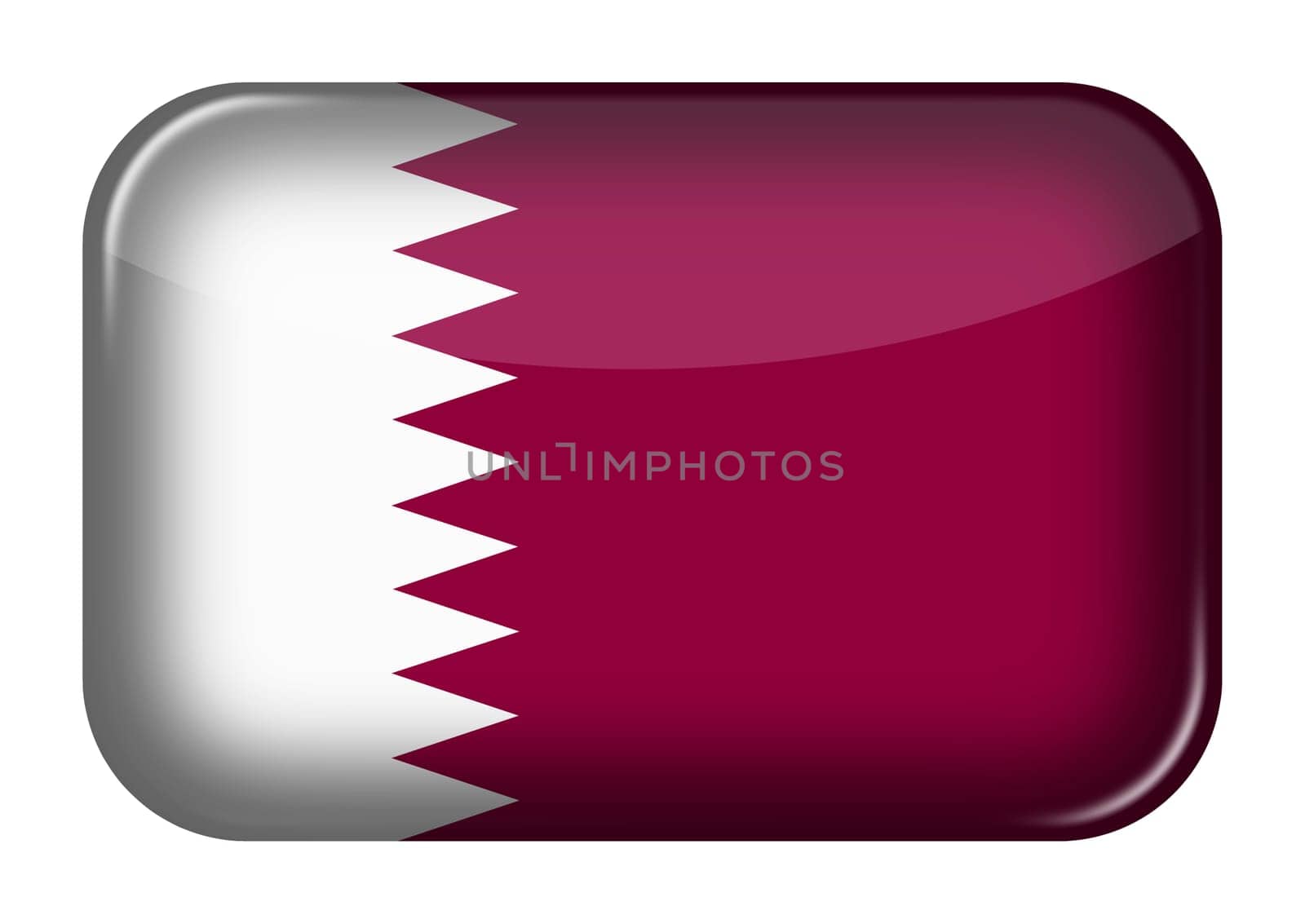 A Qatar web icon rectangle button with clipping path 3d illustration