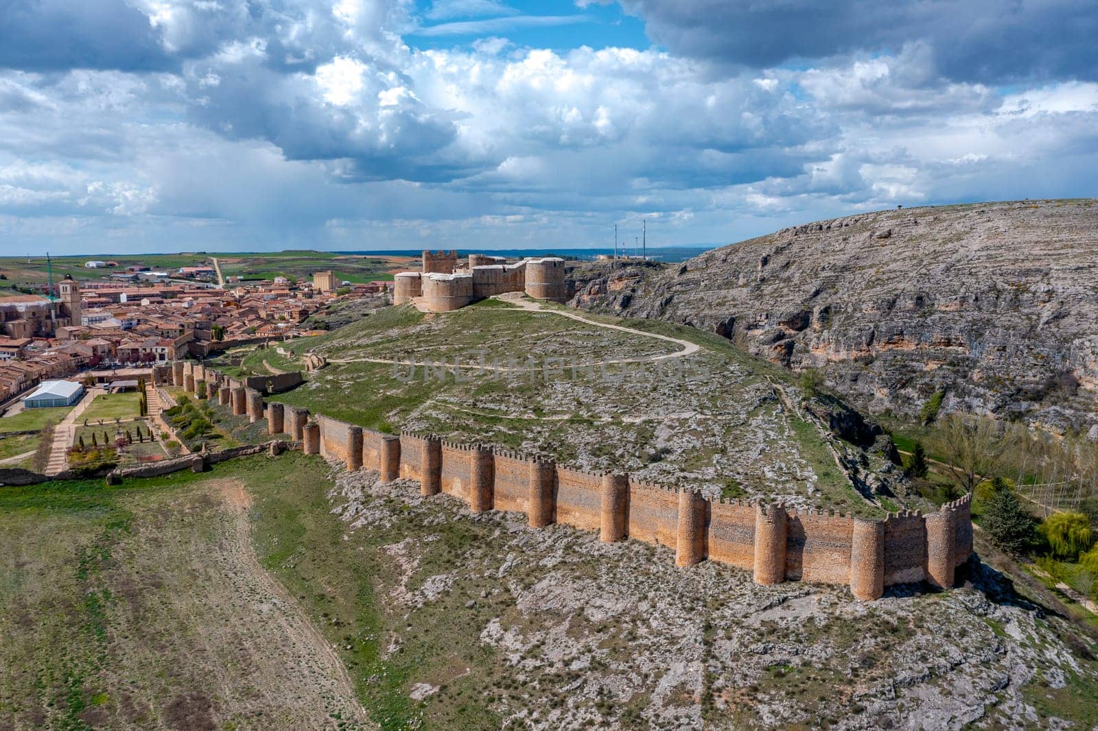 Panoramic view of the city of Berlanga de Duero Castle Soria Province Castile and Leon Spain