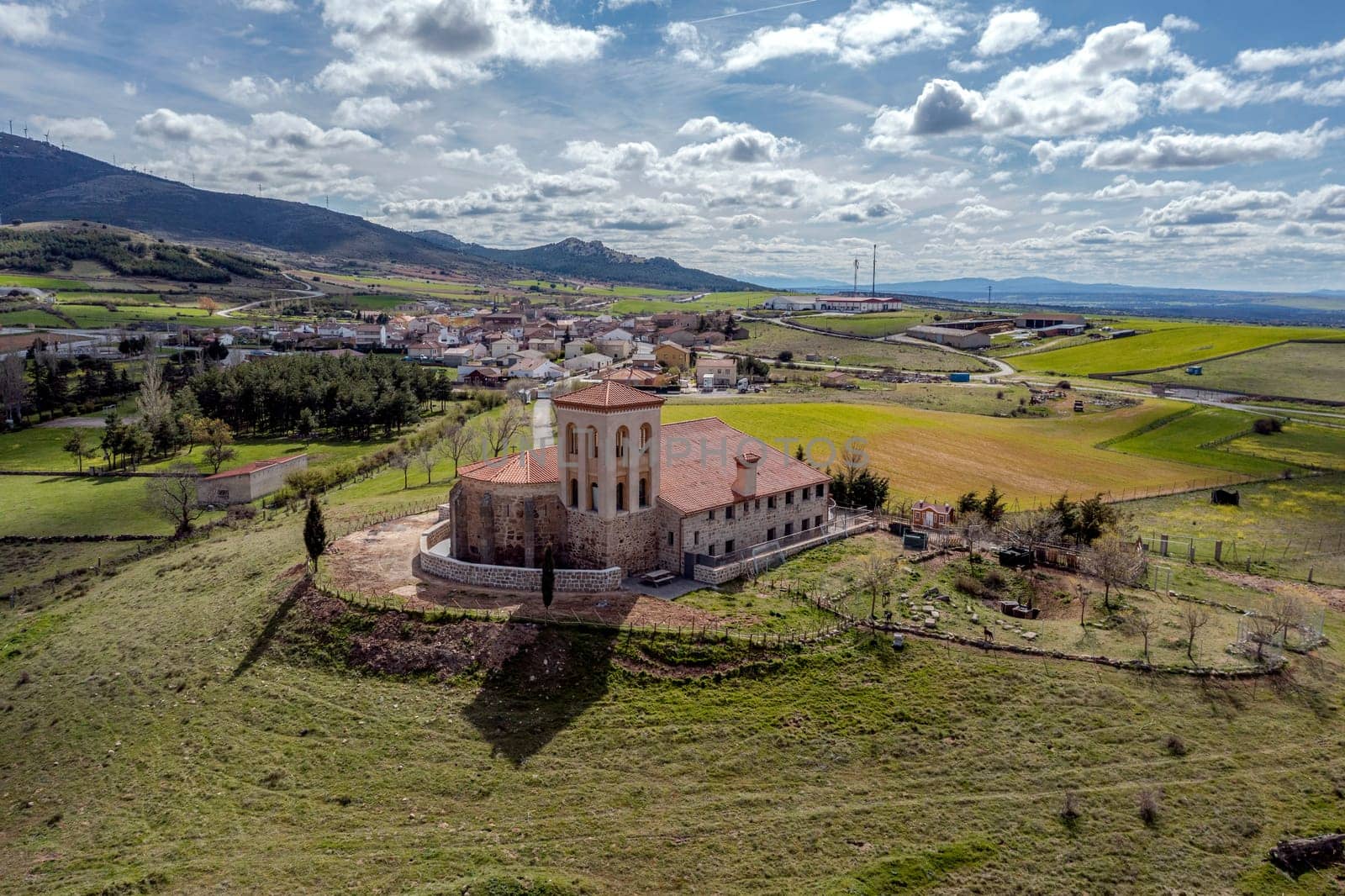 General view of Aldeavieja a town in Avila Spain, seen from the hermitage