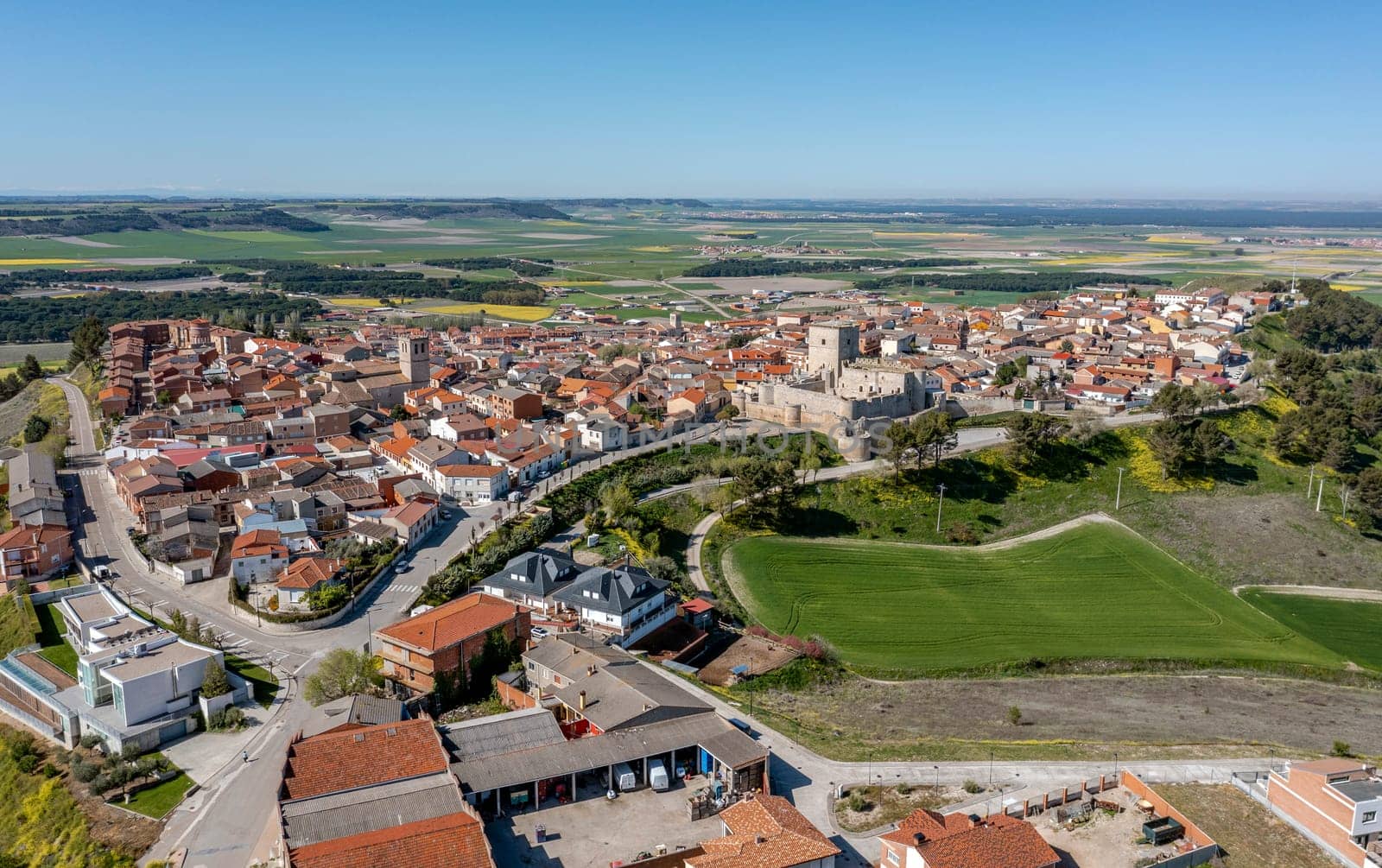 Panoramic view of Portillo, a Spanish municipality and town in the province of Valladolid, in the autonomous community of Castilla y Leon. Spain