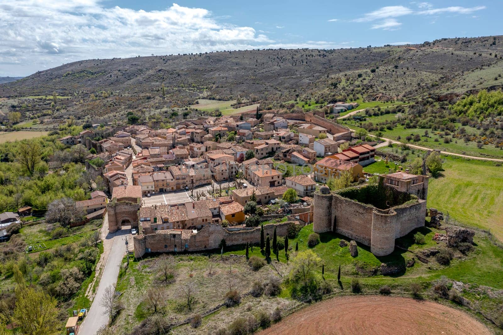 General view of Palazuelos, municipality of Siguenza, located in the north of the province of Guadalajara, in the autonomous community of Castilla La Mancha, Spain.