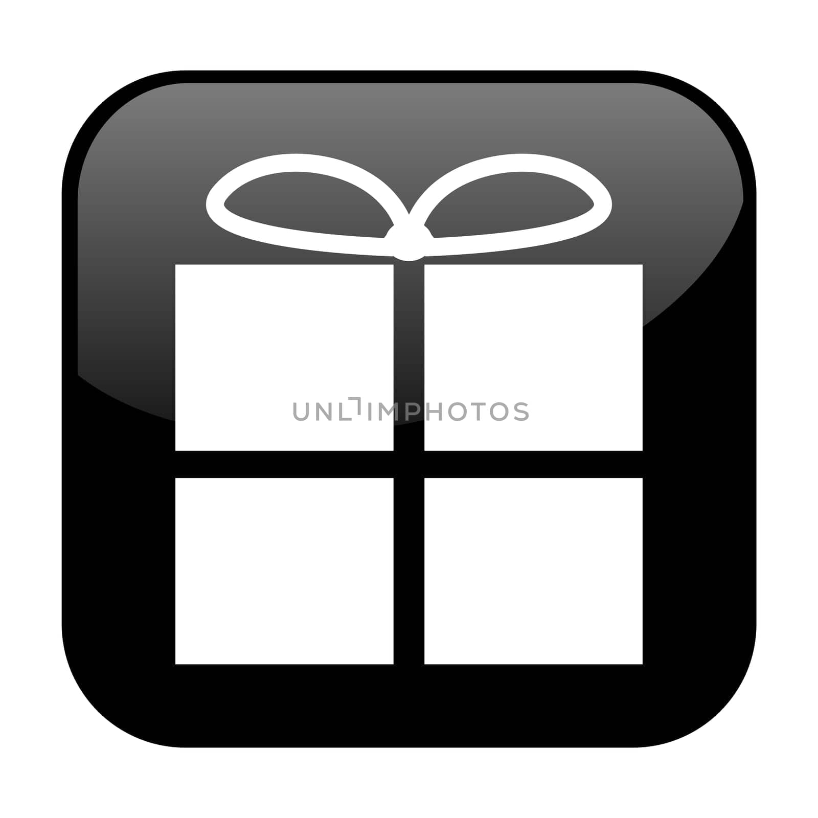 Isolated black Button: Birthday Present Icon