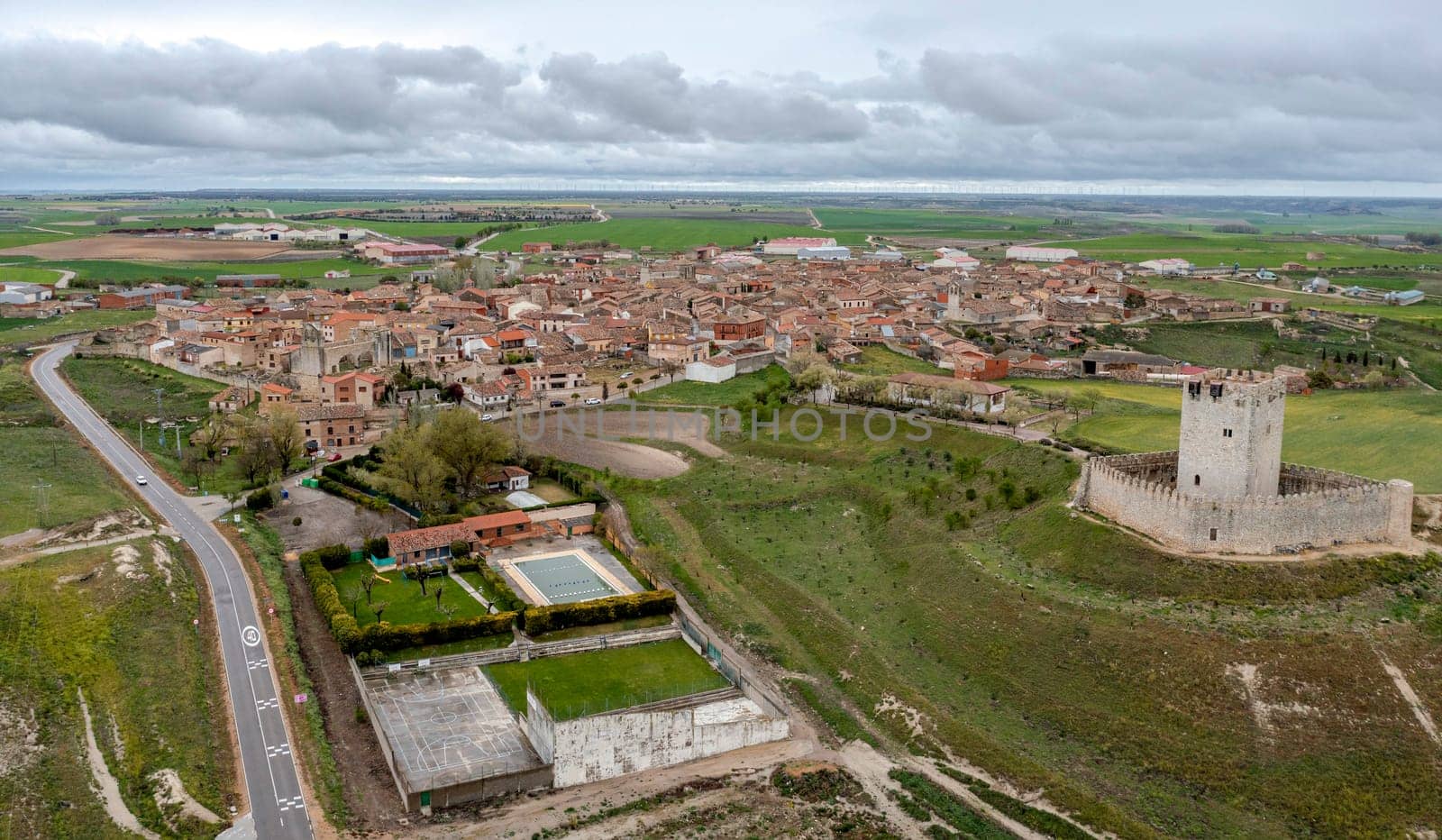 Tiedra castle, Valladolid, Castilla y Leon, Spain panoramic overview