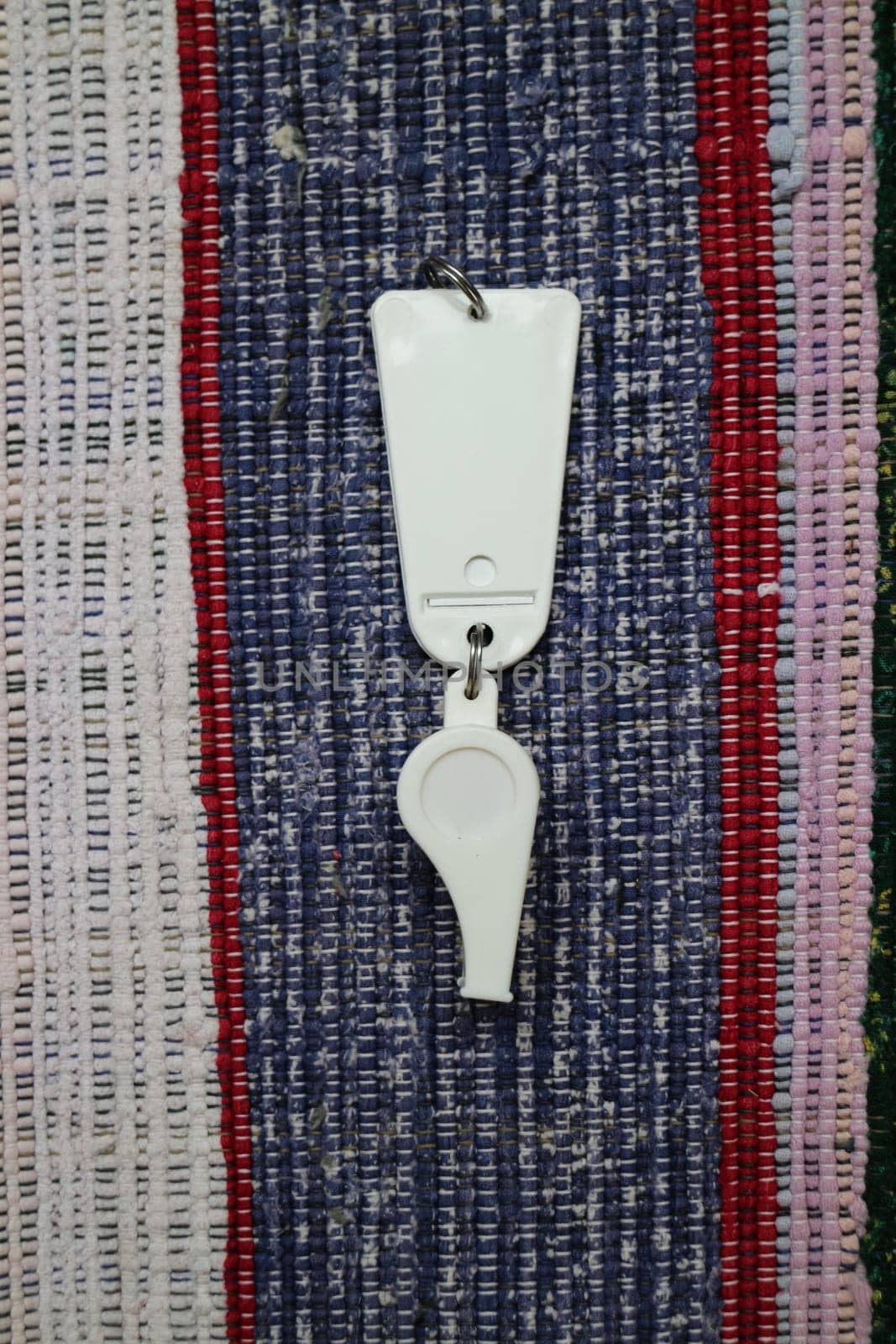 Sports whistle, signal, fan, white with a tag