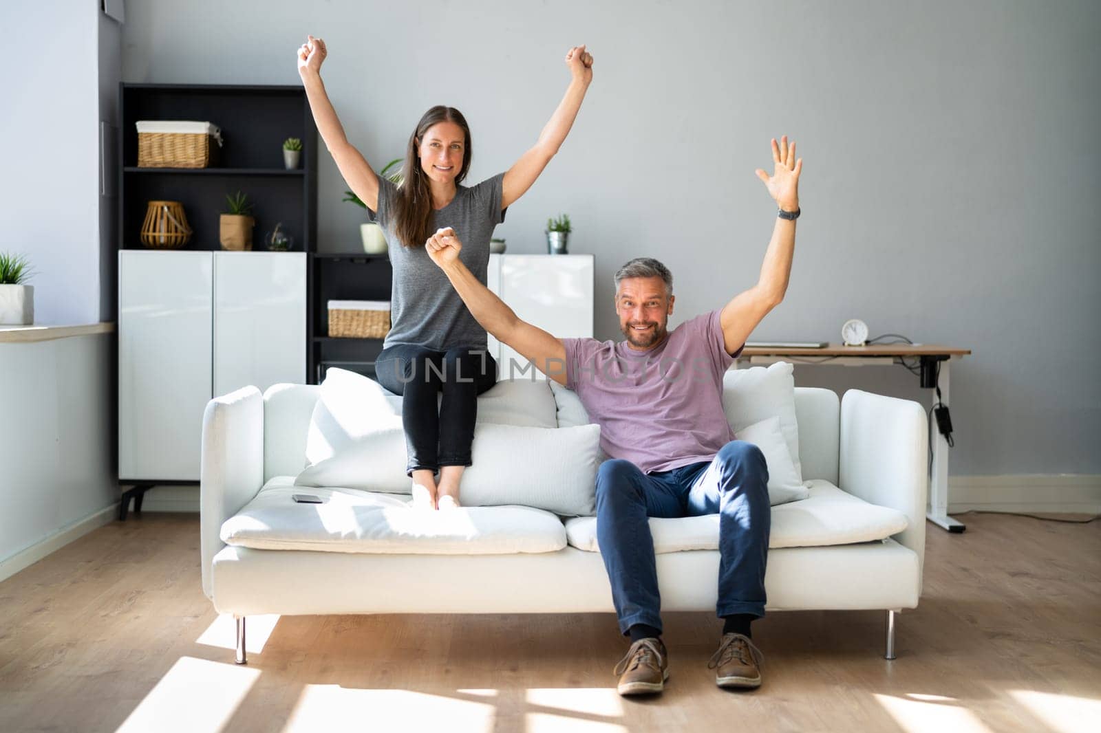 Cheerful Smiling Couple Together At Home Indoors. Happy Lifestyle