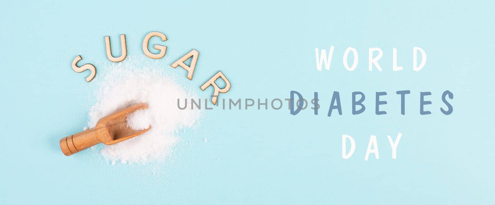 Shovel with white refined sugar, world diabetes day, insulin resistent, unhealthy food, addiction to sweets, health problems