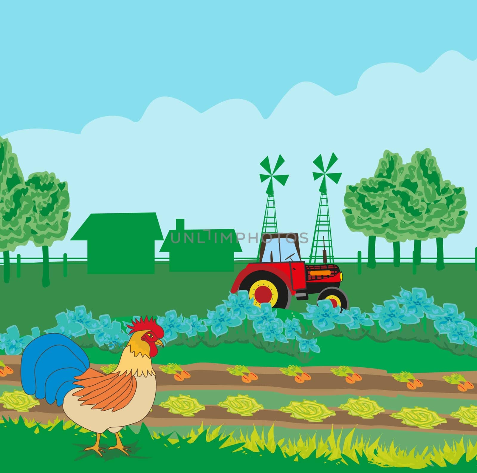 rural landscape with roster