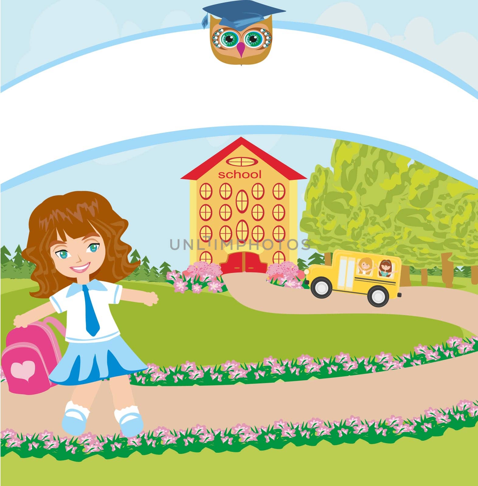 girl going to school