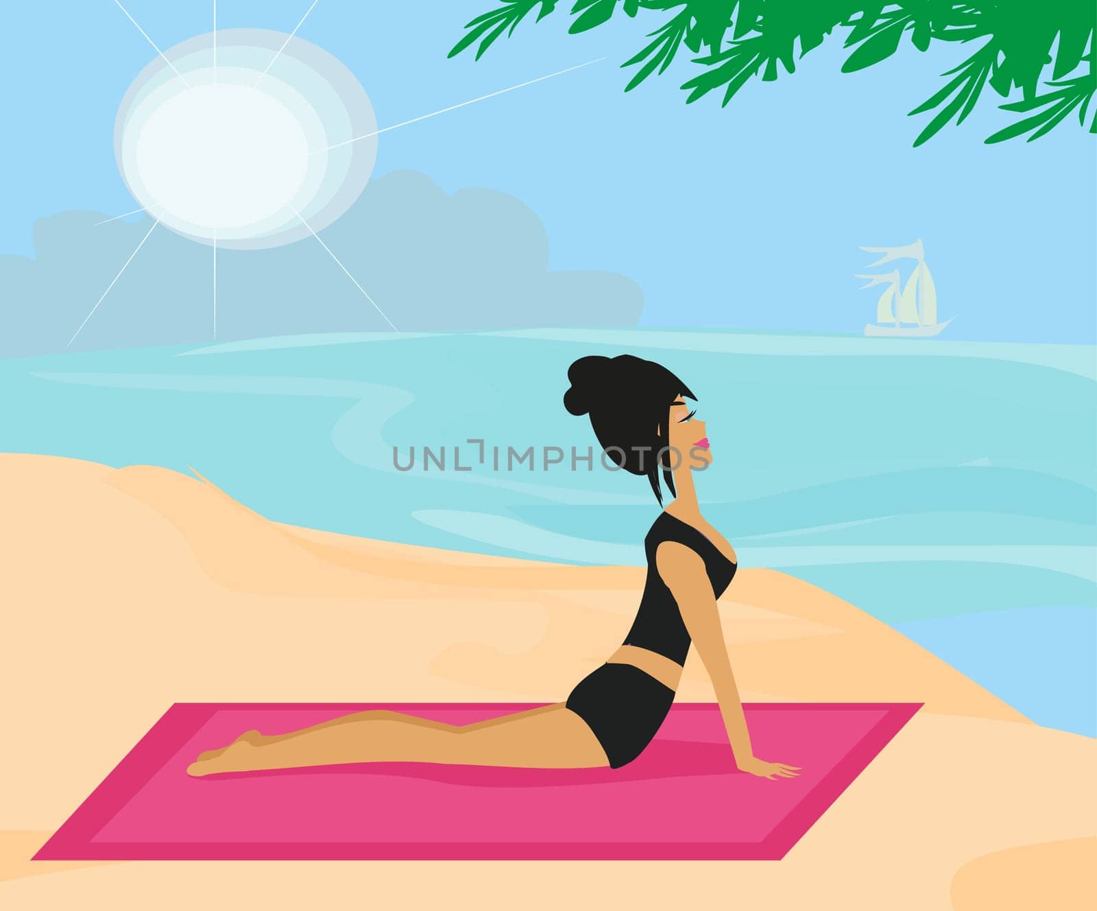 Yoga girl in dog position