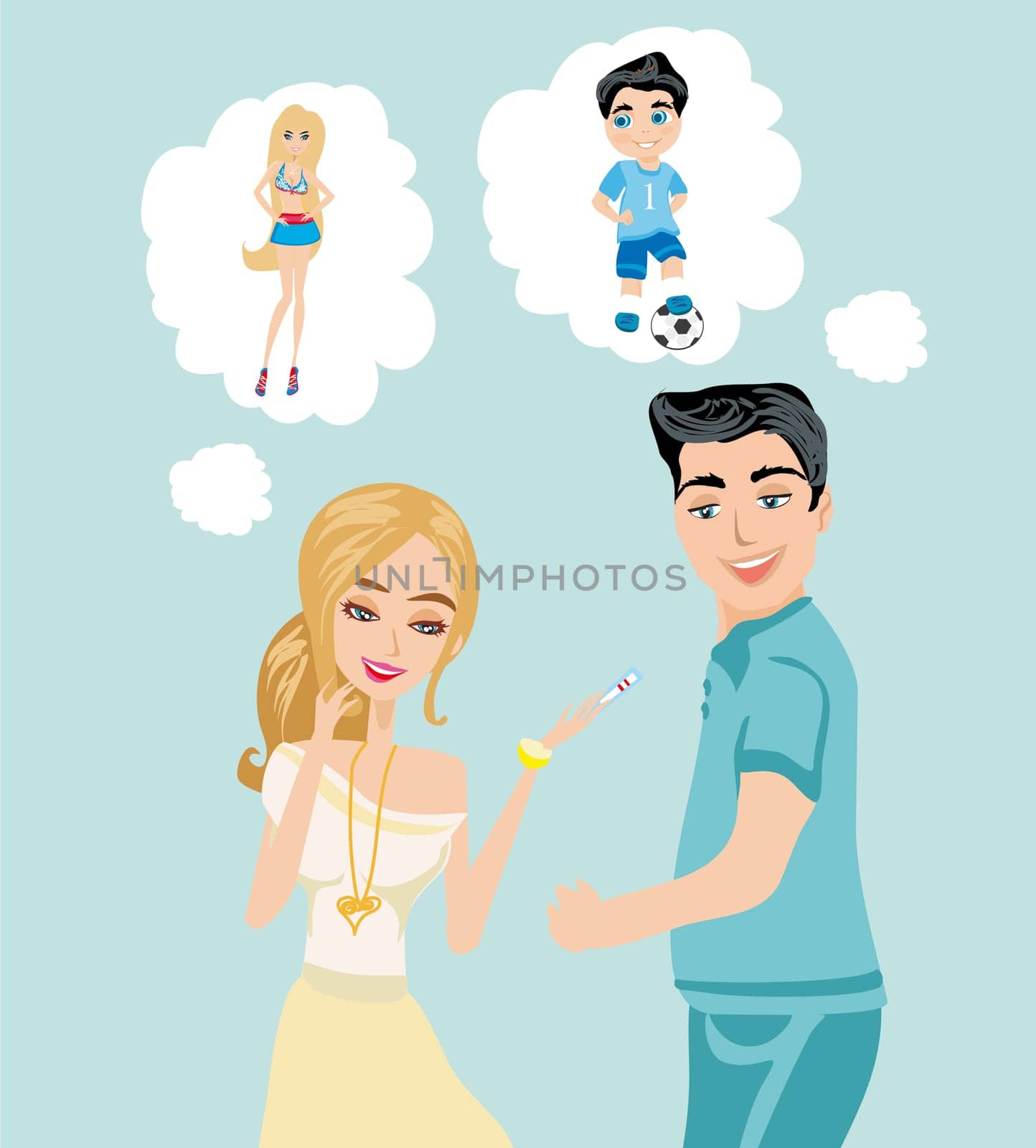 Smiling couple finding out results of a pregnancy test