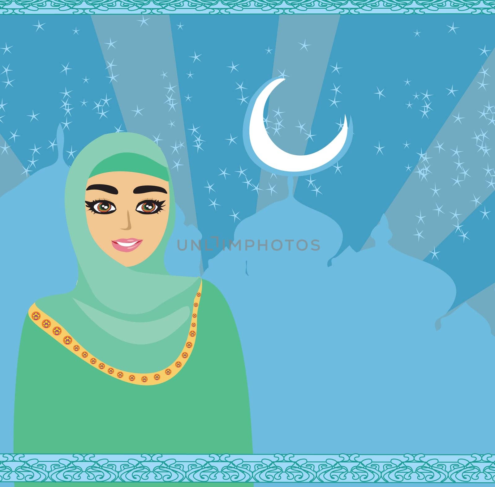 Portrait of Muslim beautiful girl in hijab